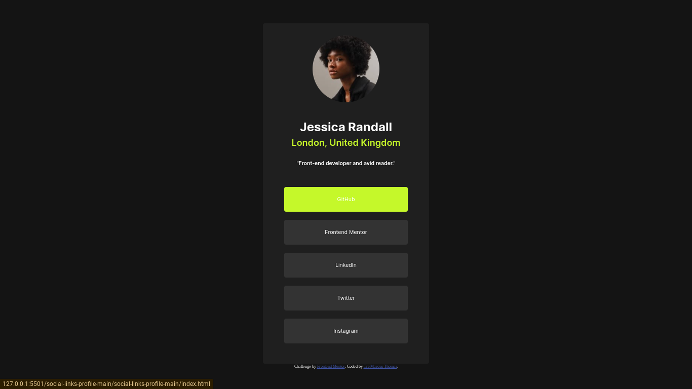 Static Profile UI Example